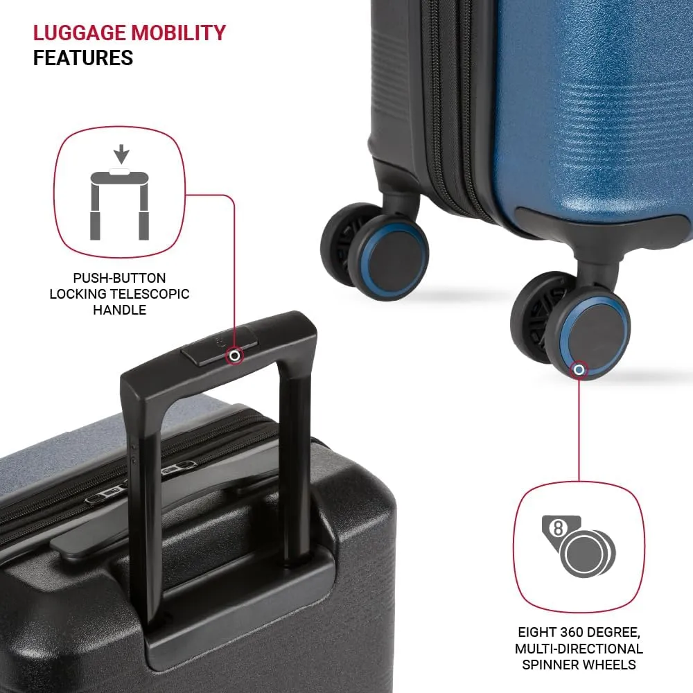 SwissGear Duet Hardside Expandable Luggage with Spinner Wheels, Navy/Black, 3-Piece Set (19/24/28)