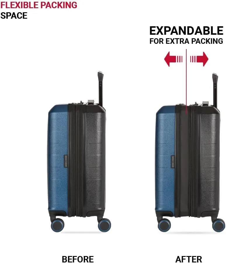SwissGear Duet Hardside Expandable Luggage with Spinner Wheels, Navy/Black, 3-Piece Set (19/24/28)