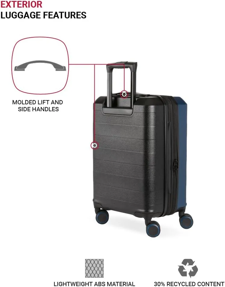 SwissGear Duet Hardside Expandable Luggage with Spinner Wheels, Navy/Black, 3-Piece Set (19/24/28)