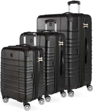 SwissGear Pro Expandable Lightweight Spinner with TSA Lock, Black Sonic, 3-Piece Set
