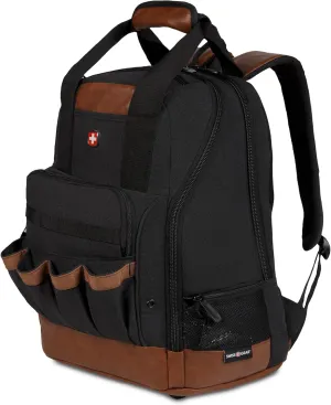 SwissGear Tool Bag Backpack, Fits Up to 15-Inch Laptop, Work Pack, Black/Brown Canvas