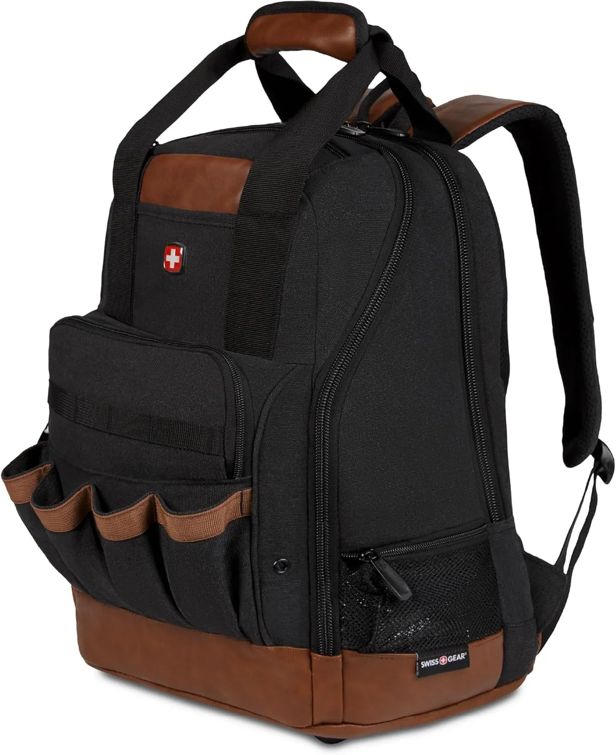 SwissGear Tool Bag Backpack, Fits Up to 15-Inch Laptop, Work Pack, Black/Brown Canvas