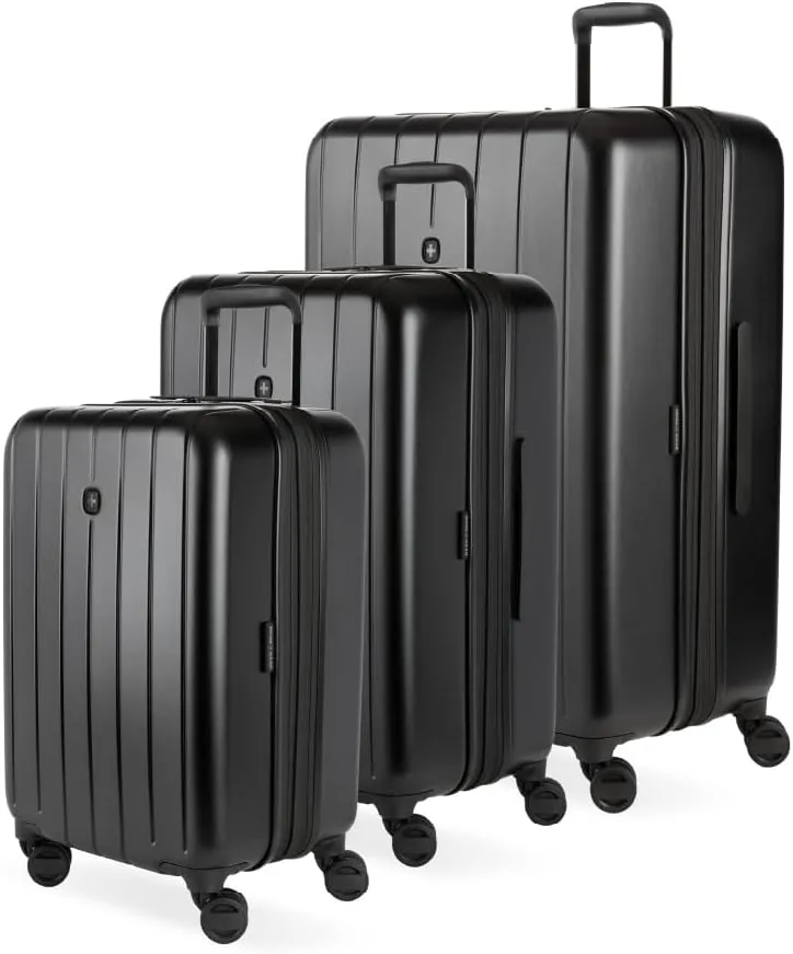 SwissGear Wanderlust Pro Lightweight Expandable Spinner, Black, 3-Piece Set (20/24/28)
