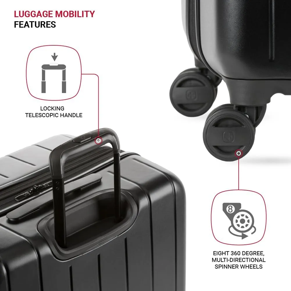 SwissGear Wanderlust Pro Lightweight Expandable Spinner, Black, 3-Piece Set (20/24/28)