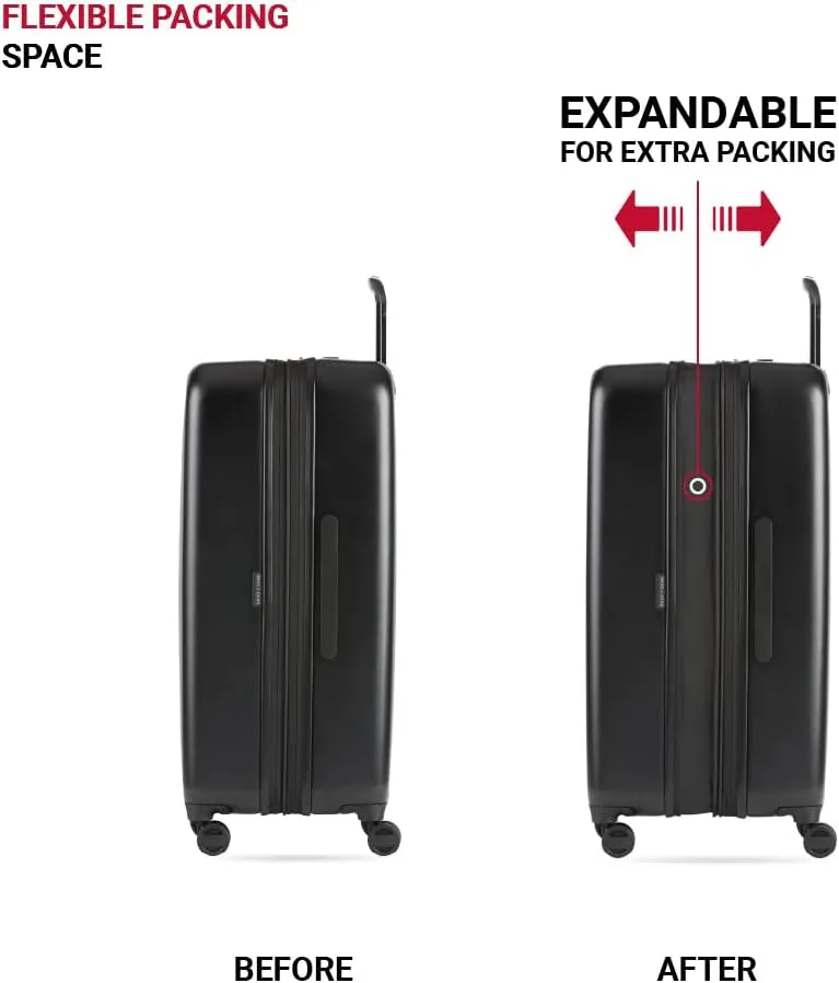 SwissGear Wanderlust Pro Lightweight Expandable Spinner, Black, 3-Piece Set (20/24/28)