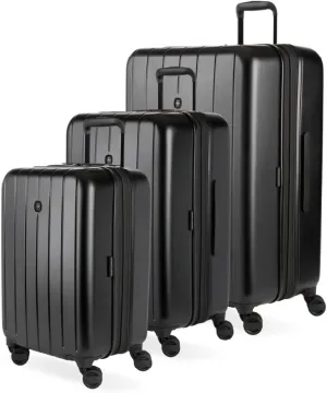 SwissGear Wanderlust Pro Lightweight Expandable Spinner, Black, 3-Piece Set (20/24/28)
