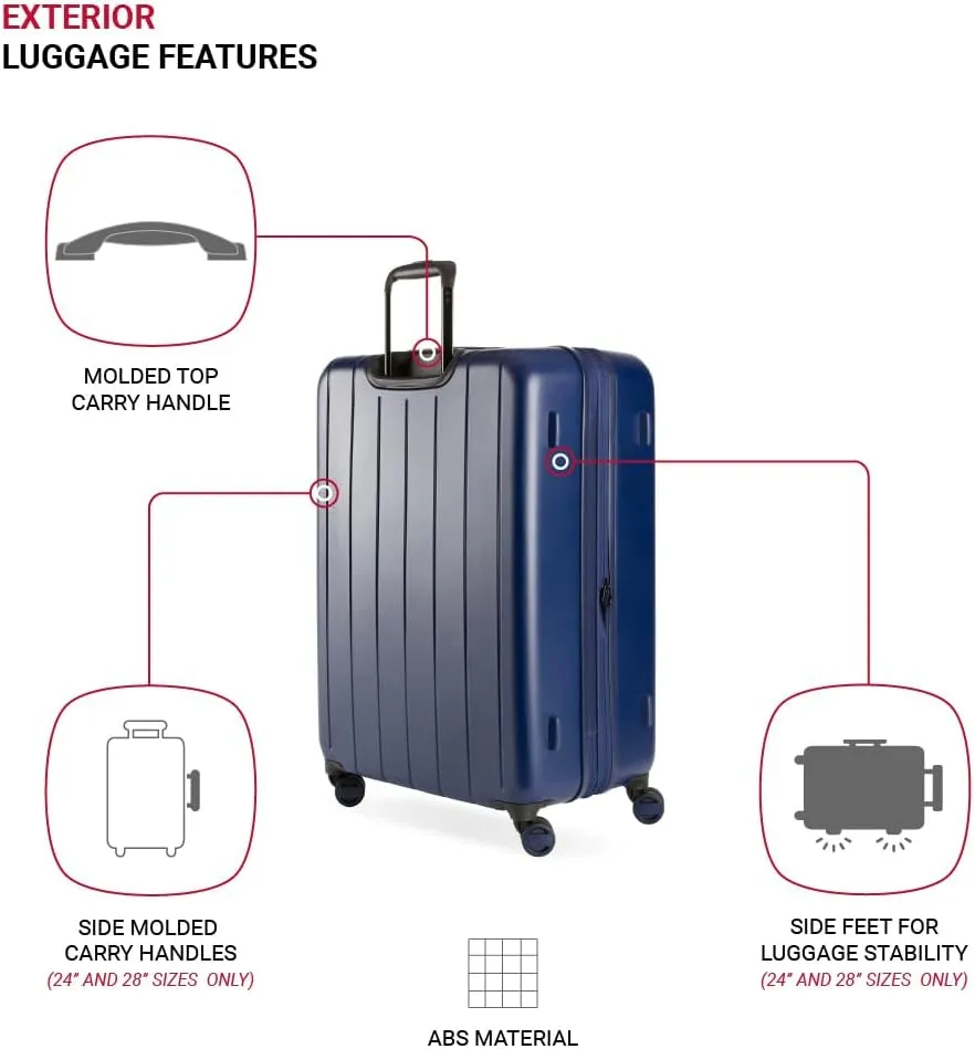 SwissGear Wanderlust Pro Lightweight Expandable Spinner, Navy, 3-Piece Set (20/24/28)