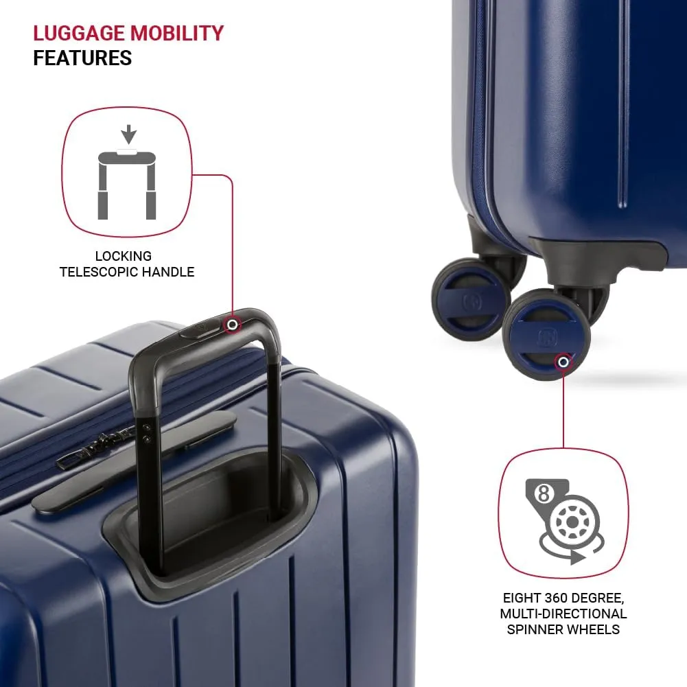 SwissGear Wanderlust Pro Lightweight Expandable Spinner, Navy, 3-Piece Set (20/24/28)