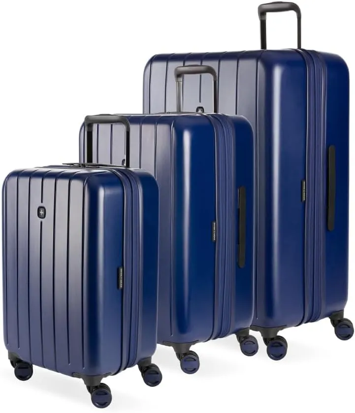 SwissGear Wanderlust Pro Lightweight Expandable Spinner, Navy, 3-Piece Set (20/24/28)