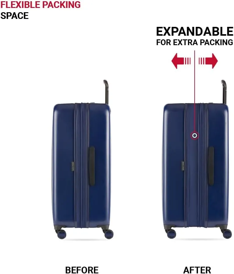 SwissGear Wanderlust Pro Lightweight Expandable Spinner, Navy, 3-Piece Set (20/24/28)
