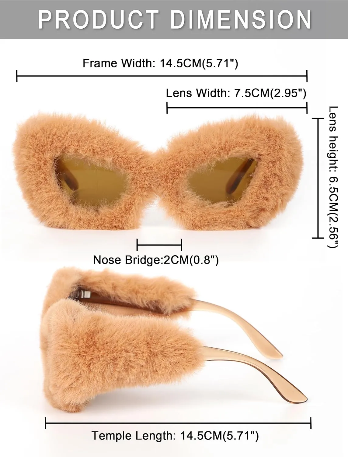 sy soul young Women's Plush Fuzzy Sunglasses Cat Eye Shades Glasses Punk Soft Velvet Party Cosplay Masquerade Eyewear