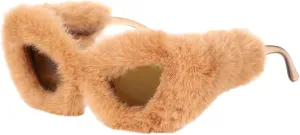 sy soul young Women's Plush Fuzzy Sunglasses Cat Eye Shades Glasses Punk Soft Velvet Party Cosplay Masquerade Eyewear