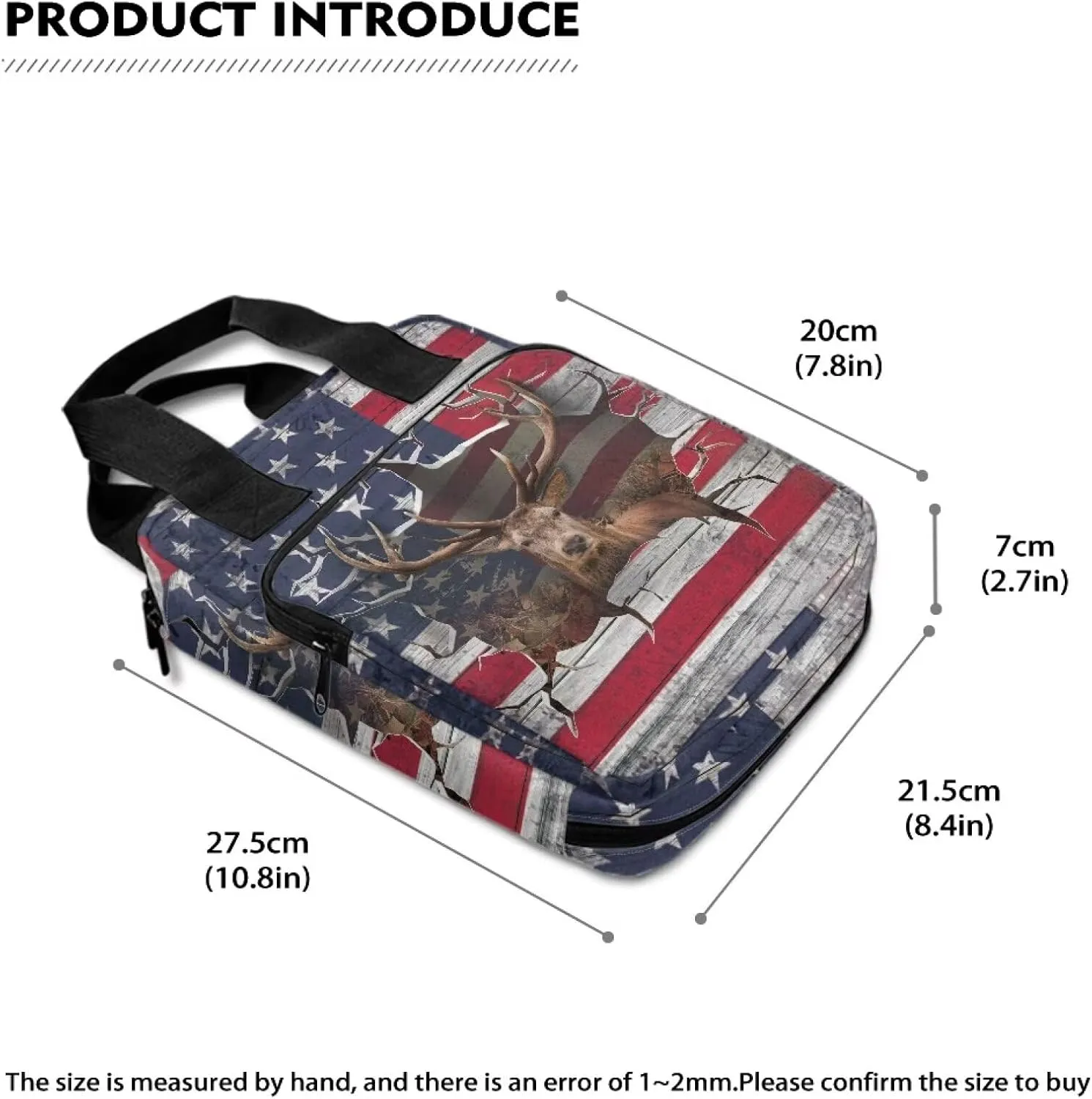 Talayituse 3D Deer American Flag Print Bible Cover for Women Men Bible Case Scripture Handbag Church Tote Bags Bible Book Case Bible Cover Bag with Handle and Zipper Pocket