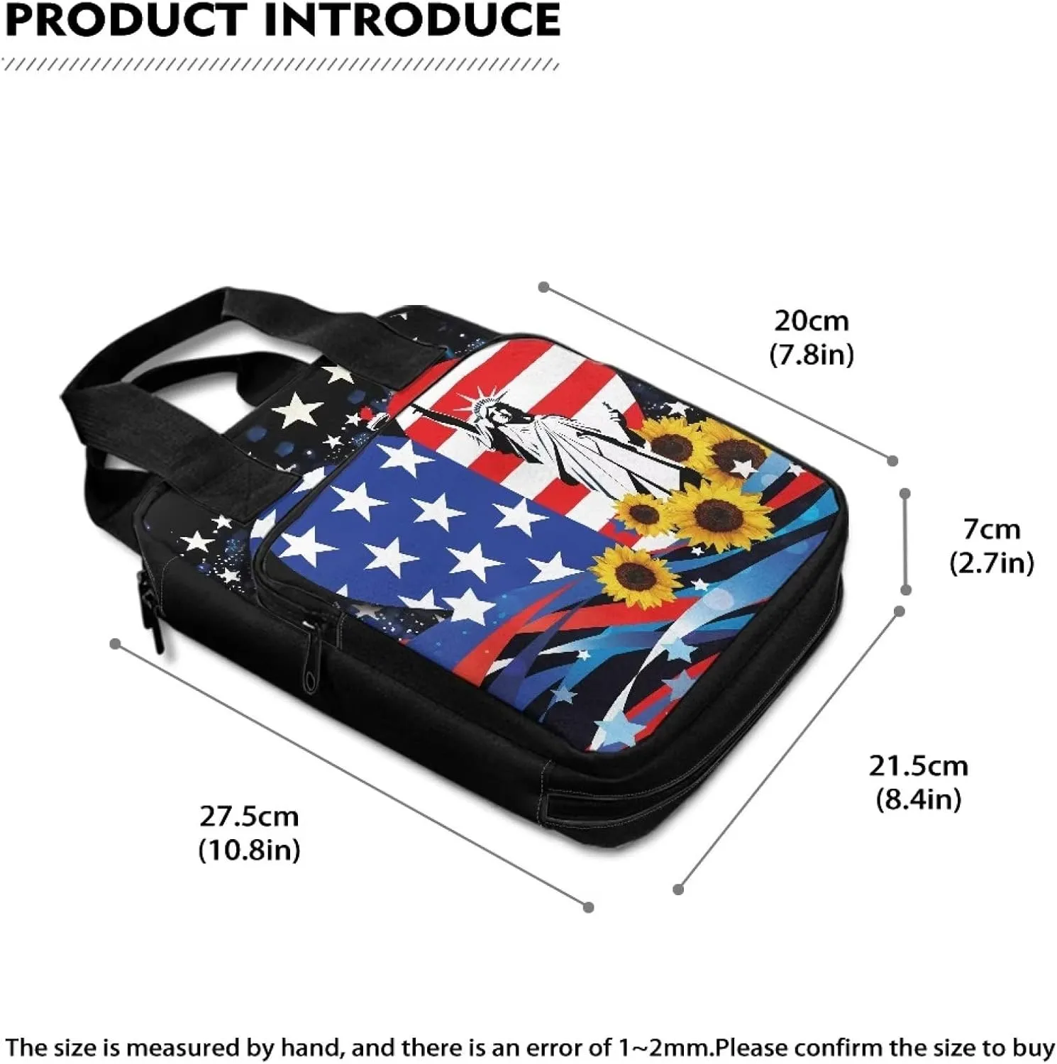 Talayituse American Flag Sunflower Bible Covers for Women Girls Lightweight Bible Bag with Handles and Zipper Pocket Bible Carrying Case Large Size Scripture Book Cover Bible Accessories