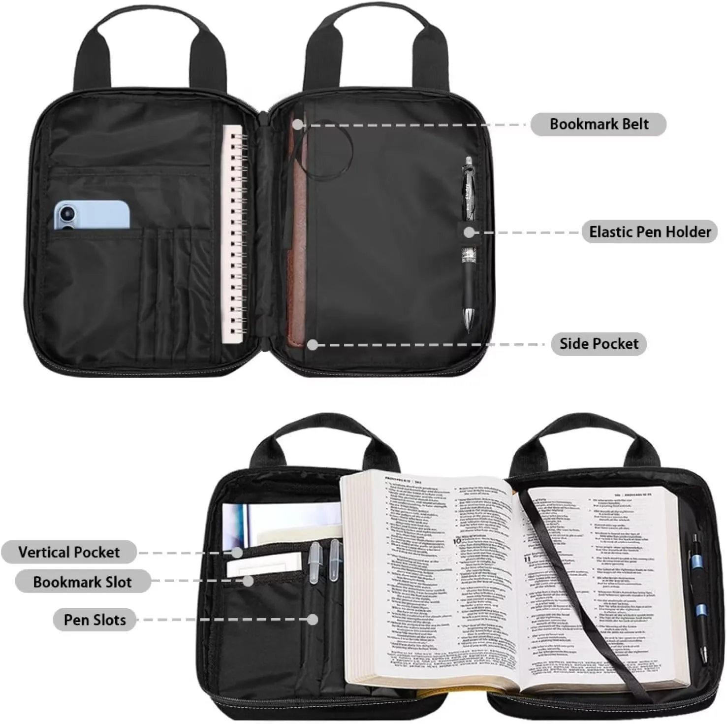 Talayituse American Flag Sunflower Bible Covers for Women Girls Lightweight Bible Bag with Handles and Zipper Pocket Bible Carrying Case Large Size Scripture Book Cover Bible Accessories