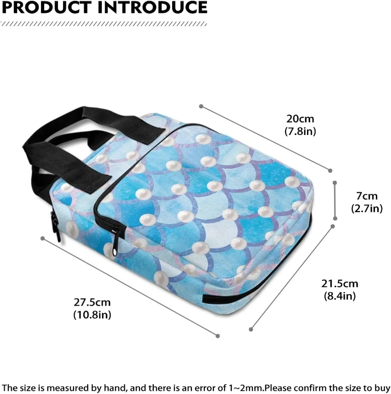 Talayituse Mermaid Scale Print Bible Covers for Women Girl Bible Case Carrying Tote Bag Scripture Handbag Church Bag Bible Protector with Top Handle and Front Zipper Pocket, Blue