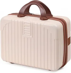 TANG SONG Vintage Mini Lightweight Makeup Case Portable Makeup Suitcase Small Suitcase (Creamy White)