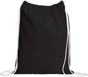 TBF (50 Pack) Set of 50 Durable Cotton Canvas Drawstring Backpack Bags 14" W x 16" H (Black)