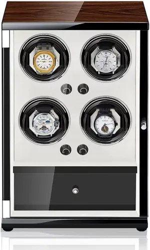 Technology Automatic Watch Winder Box for 4 Automatic Watches with Drawer Storage Design Watches Display Box LED Lighting Wood Shell Piano Self Winding Watch Rotator Box (Color : D)