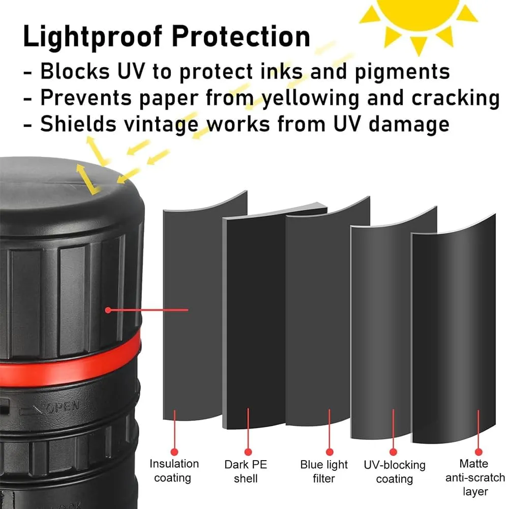 Telescoping Poster Tube Extendable 25" to 43" - Water-proof & Lightproof Storage Tube for Artwork Documents Blueprints Maps - Protective Storage Cases for Architects (DФ4.1*L25.6"*42.5")