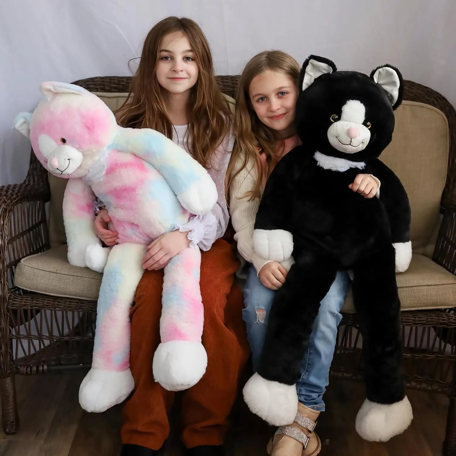 Tezituor 39 inch 3lbs Weighted Cat Stuffed Animal, Large Black Stuffed Cat Plush with Long Legs Soft Plush Pillow for Boys Girls