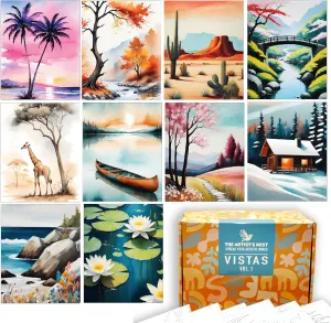 The Artist's Nest Pre-Drawn Canvas Paint and Sip Kit for Adults & Kids with Videos - Acrylic Painting Party Kits at Home - 8x10 Canvas Value Pack