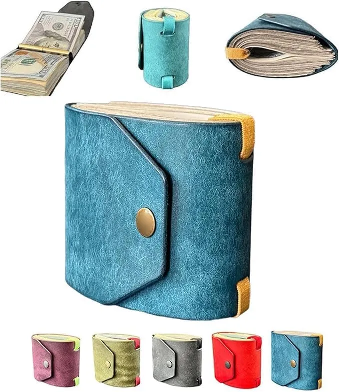 The Cash Wrap Wallet,Handy Purse Bands with Magnetic Clasp,Fast Cash Access Money Holder for Cash,Small Compact Luxury Pocket Wallet 1 to 99 Bills,Simple Travel Wallets (Blue)