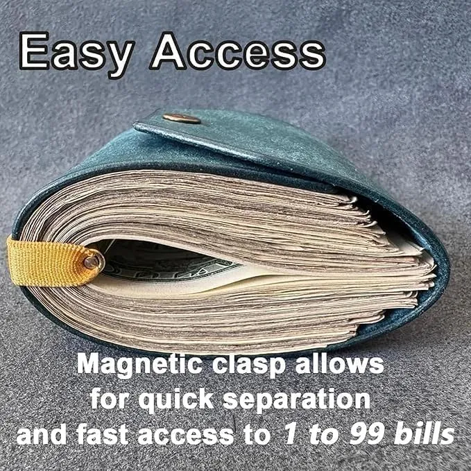 The Cash Wrap Wallet,Handy Purse Bands with Magnetic Clasp,Fast Cash Access Money Holder for Cash,Small Compact Luxury Pocket Wallet 1 to 99 Bills,Simple Travel Wallets (Yellow)