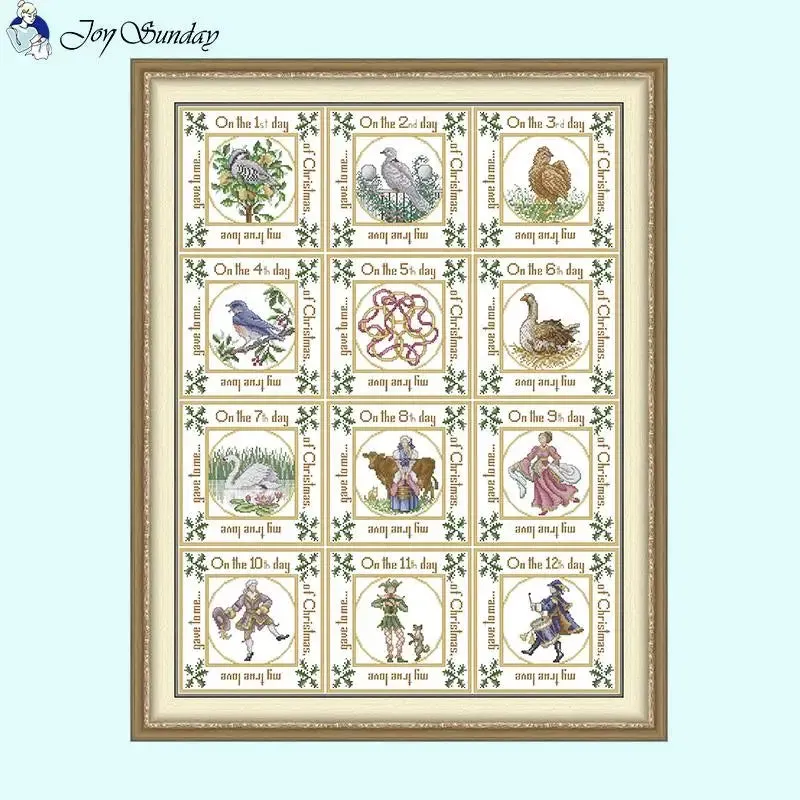 The Twelve Days of Christmas Stamped Cross Stitch Kits