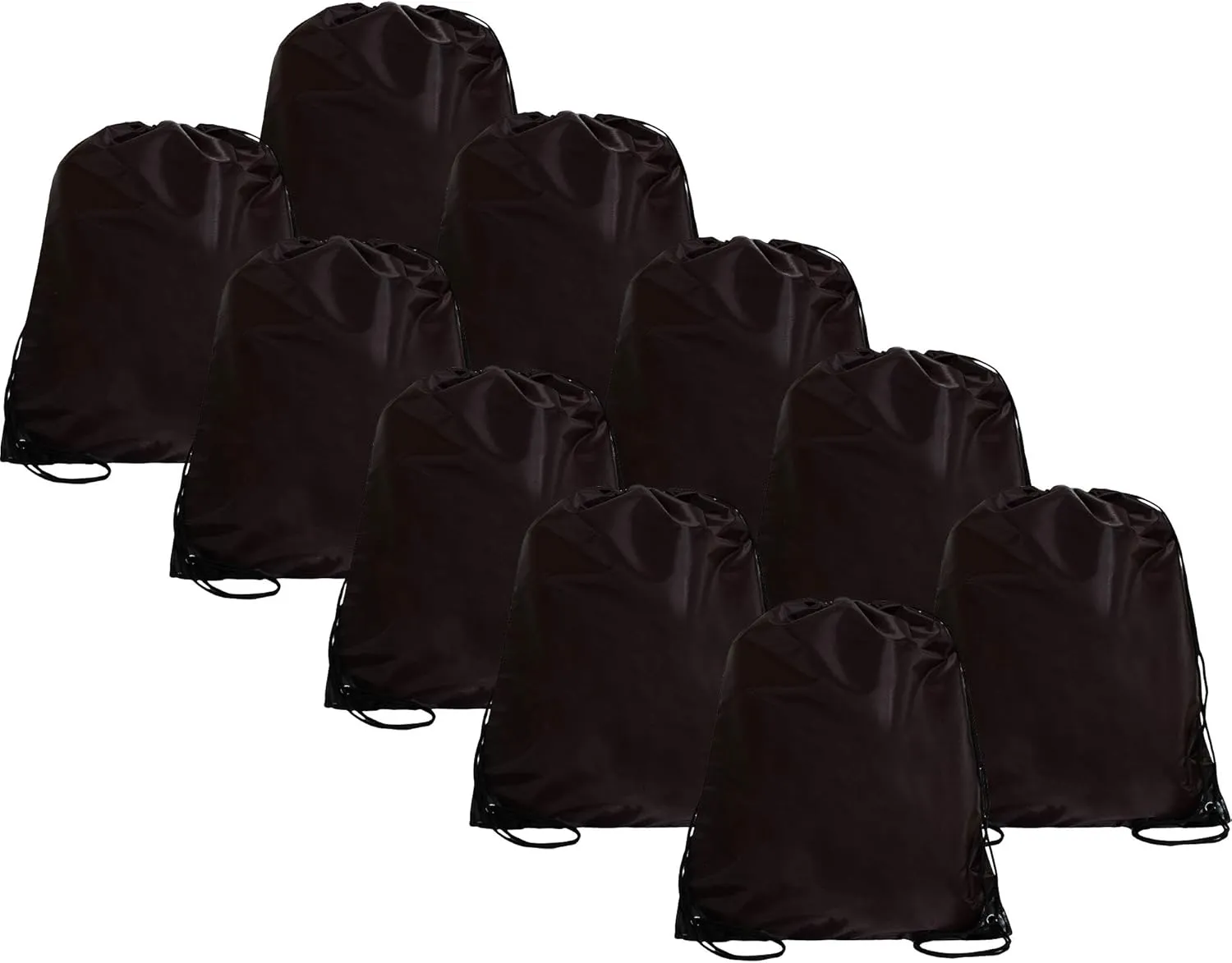 Threadart Drawstring Backpacks - Pack of 10 - Black | Sports Cinch String Sack | Gym, Storage & Travel | Large 15" x 18.5"