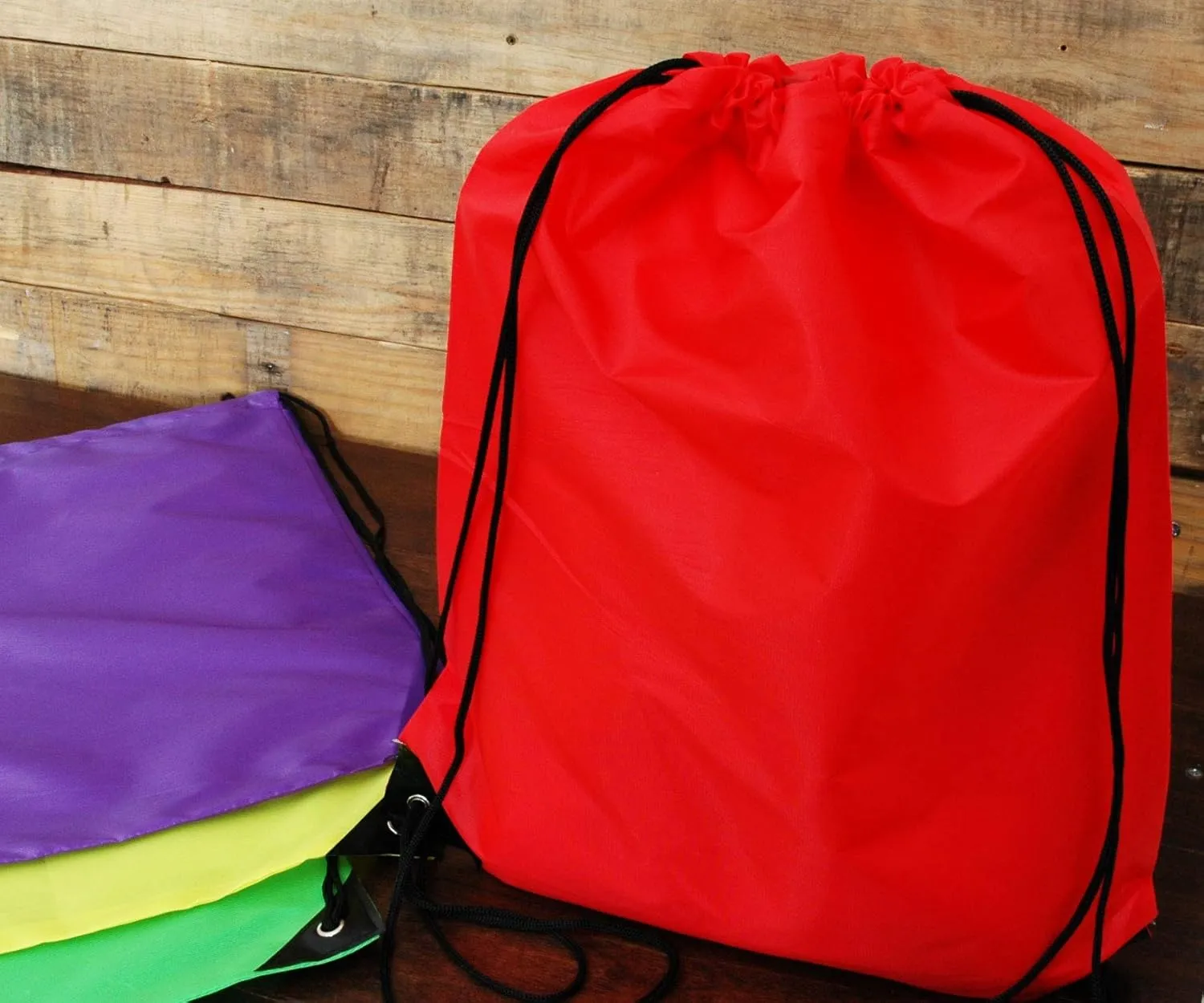 Threadart Drawstring Backpacks - Pack of 10 - Black | Sports Cinch String Sack | Gym, Storage & Travel | Large 15" x 18.5"