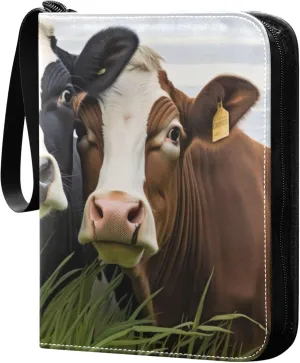 Three Cows Card Binder 4 Pocket Collectible Trading Card Albums with 50 Sleeves Double Side PU Waterproof 3 Ring for Sports & Game Cards