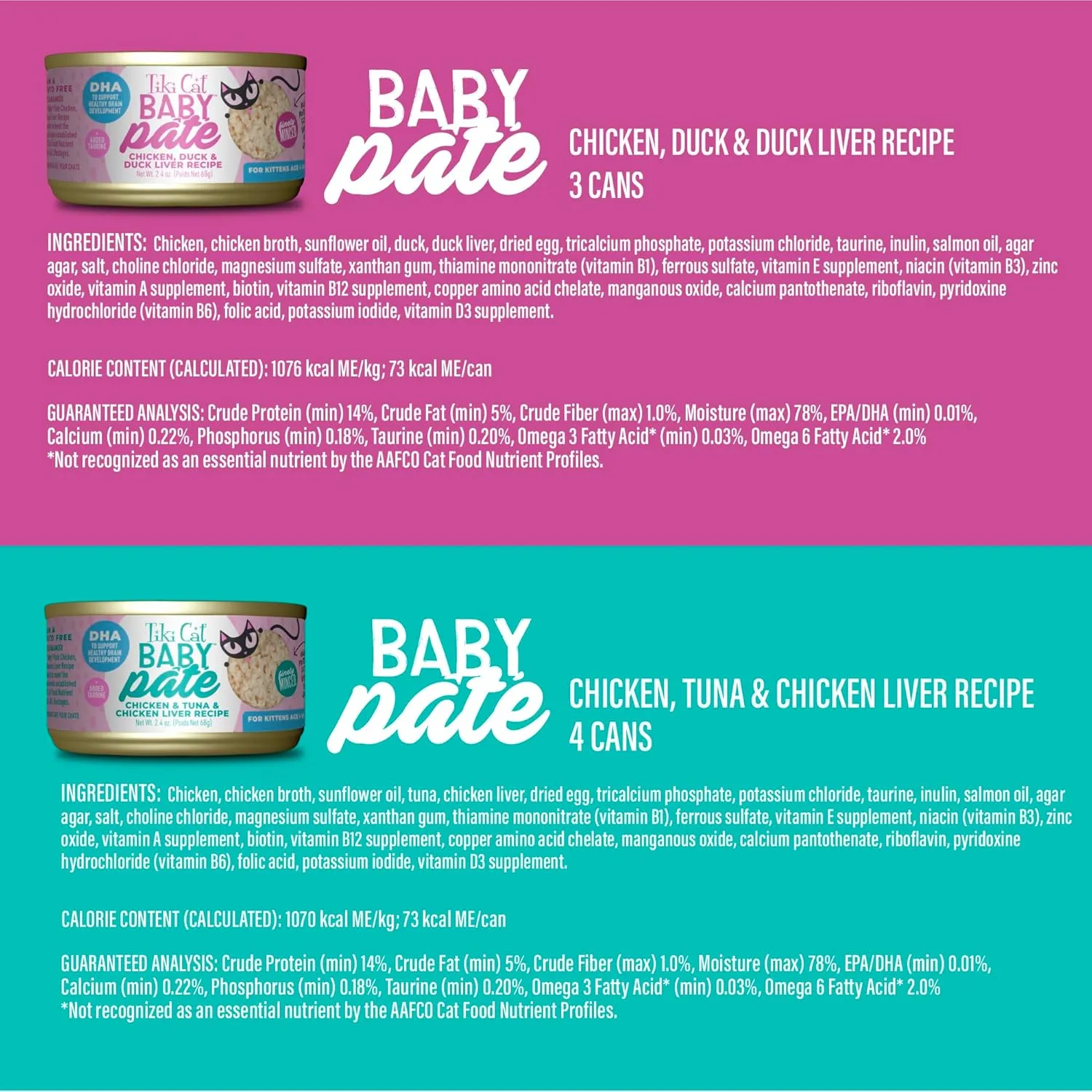 Tiki Cat Baby Pate Wet Cat Food for Kittens Variety Pack, 2.4 oz. Can (12 Count)