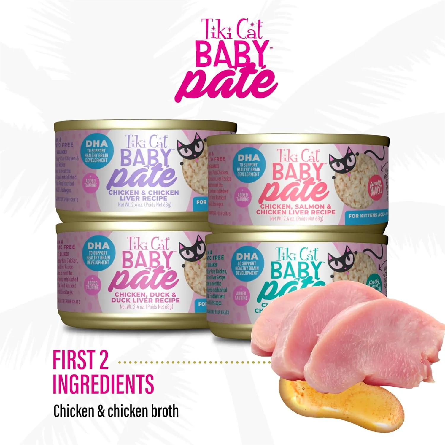 Tiki Cat Baby Pate Wet Cat Food for Kittens Variety Pack, 2.4 oz. Can (12 Count)