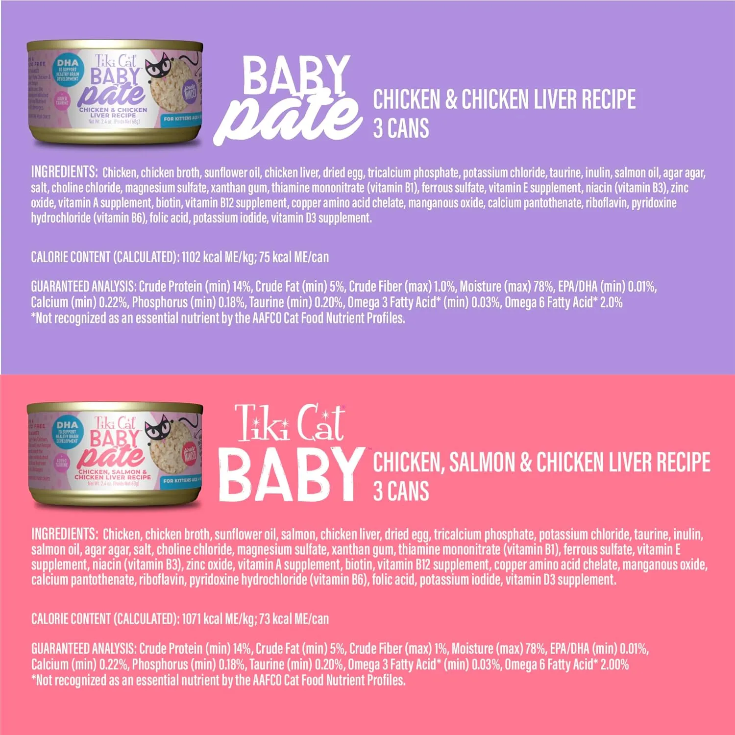 Tiki Cat Baby Pate Wet Cat Food for Kittens Variety Pack, 2.4 oz. Can (12 Count)