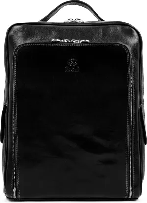 Time Resistance Leather Backpack for Men and Women - Black Business Backpack - Laptop Bag - Rucksack