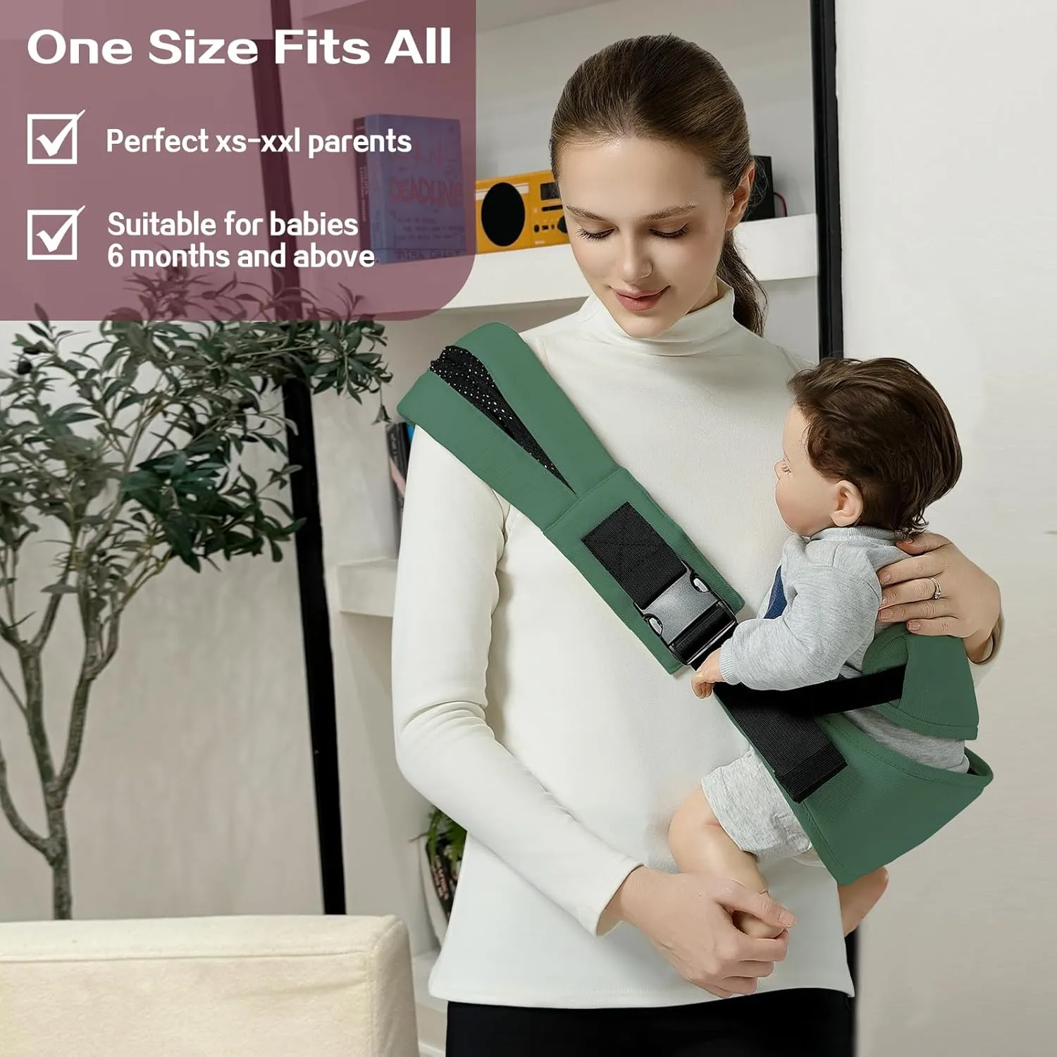 Toddler Sling Carrier, Toddler Carrier Sling Easy to Use, Baby Sling Hip Carriers with Backrest, Green