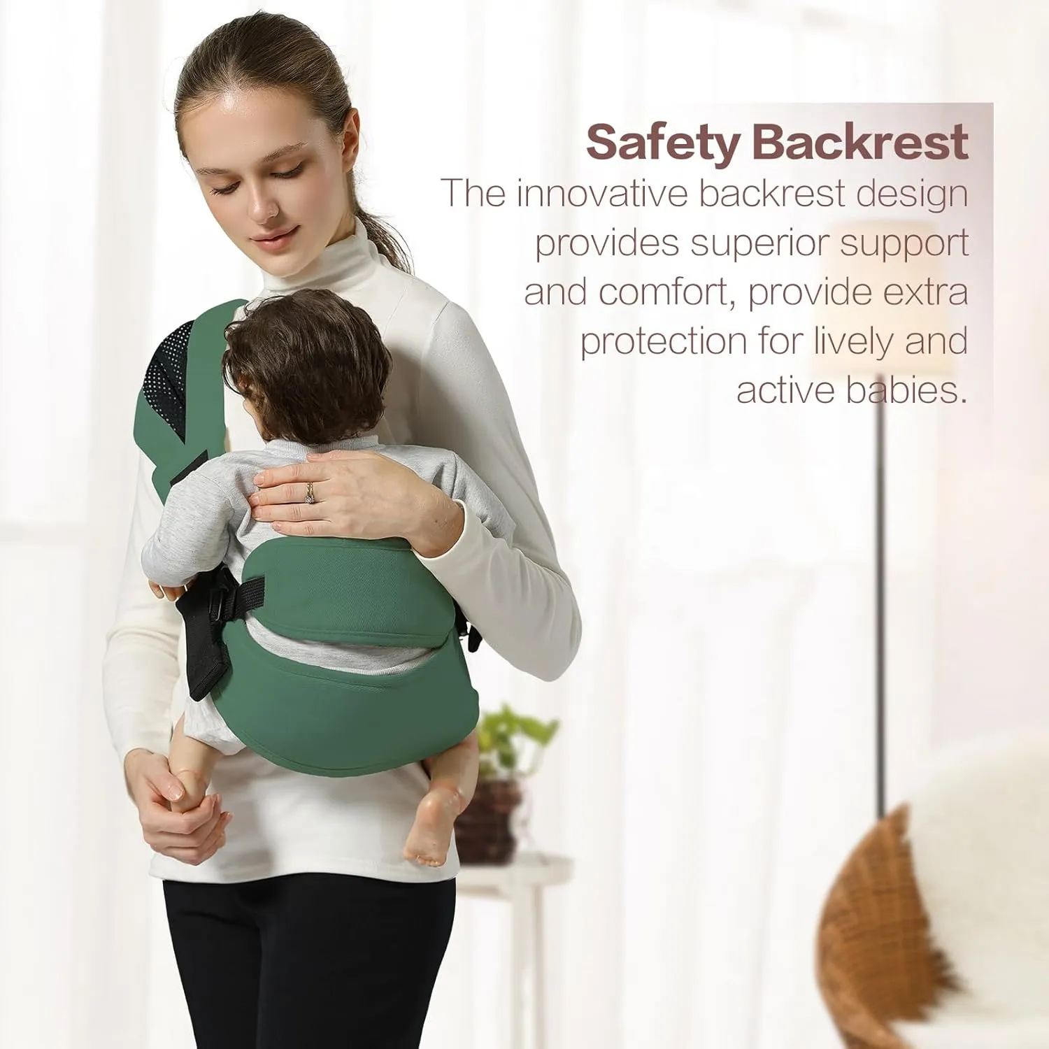 Toddler Sling Carrier, Toddler Carrier Sling Easy to Use, Baby Sling Hip Carriers with Backrest, Green