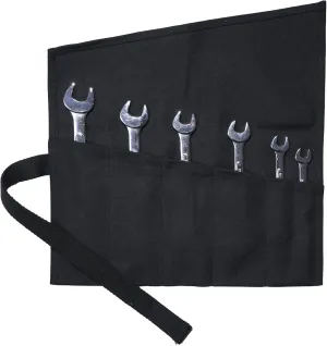 Tool Roll Up Bag with 6 Pockets,Waxed Canvas Wrench Roll Pouch for Chisels, Hammers, Fishing jigs, Carving Knife (Black)