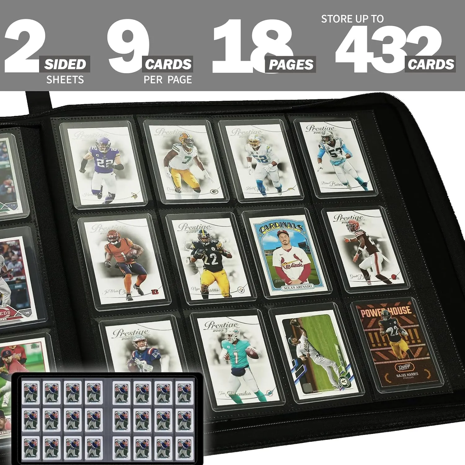 Toploader Binder 12 Pockets, Trading Card Binder Holder Albums Book For Sports, Trading, And Gaming Cards Black - Total 432 Pockets