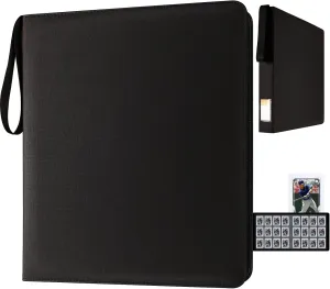 Toploader Binder 12 Pockets, Trading Card Binder Holder Albums Book For Sports, Trading, And Gaming Cards Black - Total 432 Pockets