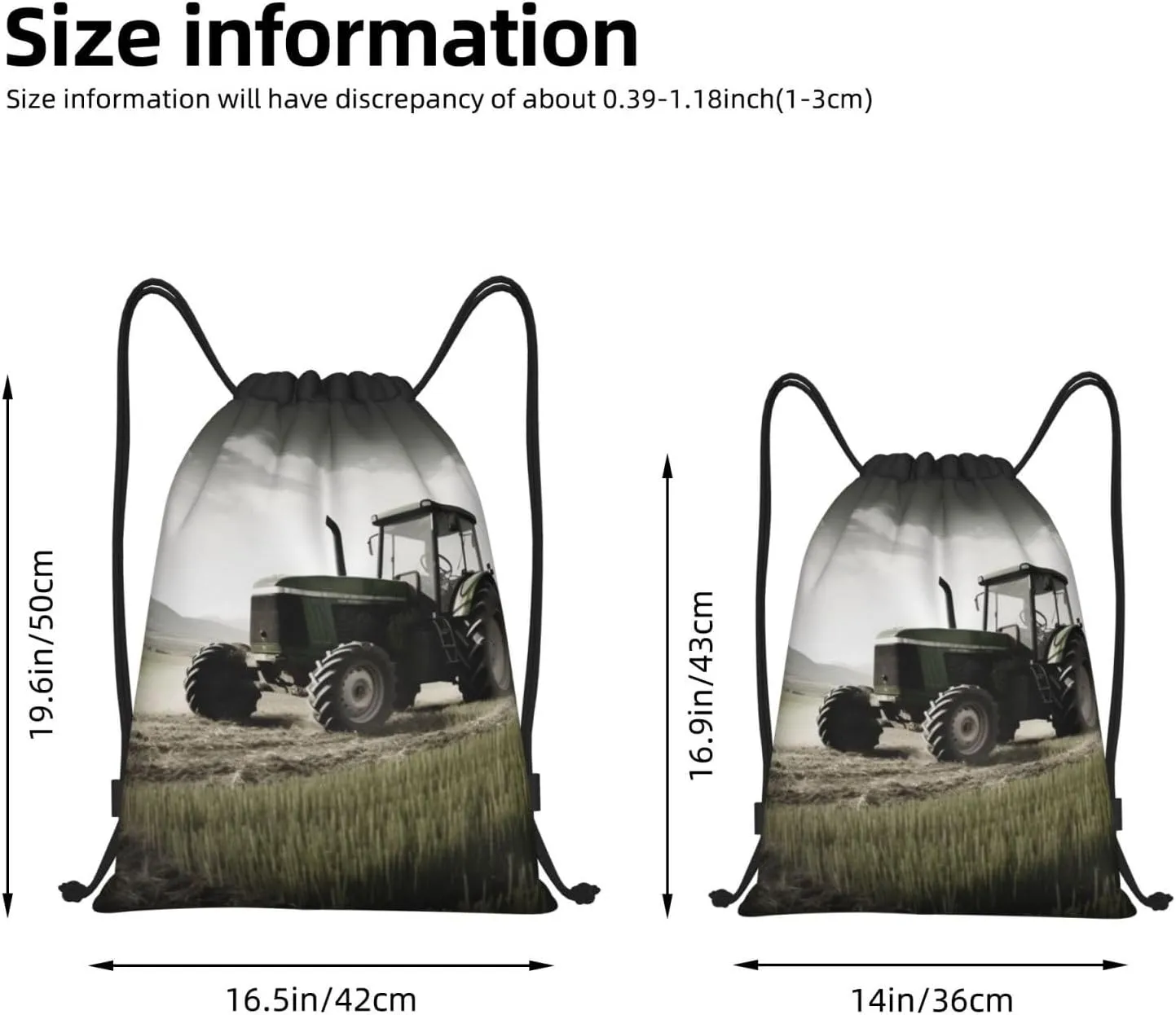 Tractor Agriculture Tranquil Drawstring Backpack for Men Gym Bag String Bag Waterproof Drawstring Bag for Women Swim Bag Medium