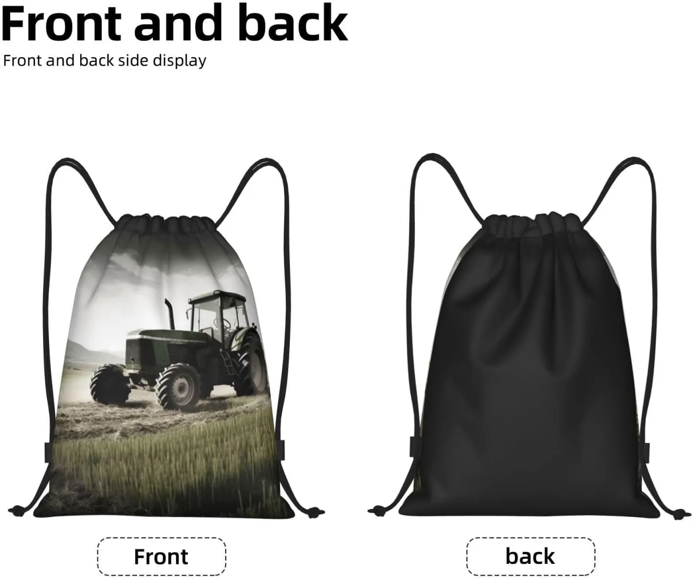 Tractor Agriculture Tranquil Drawstring Backpack for Men Gym Bag String Bag Waterproof Drawstring Bag for Women Swim Bag Medium