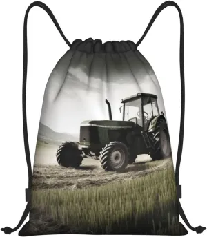 Tractor Agriculture Tranquil Drawstring Backpack for Men Gym Bag String Bag Waterproof Drawstring Bag for Women Swim Bag Medium