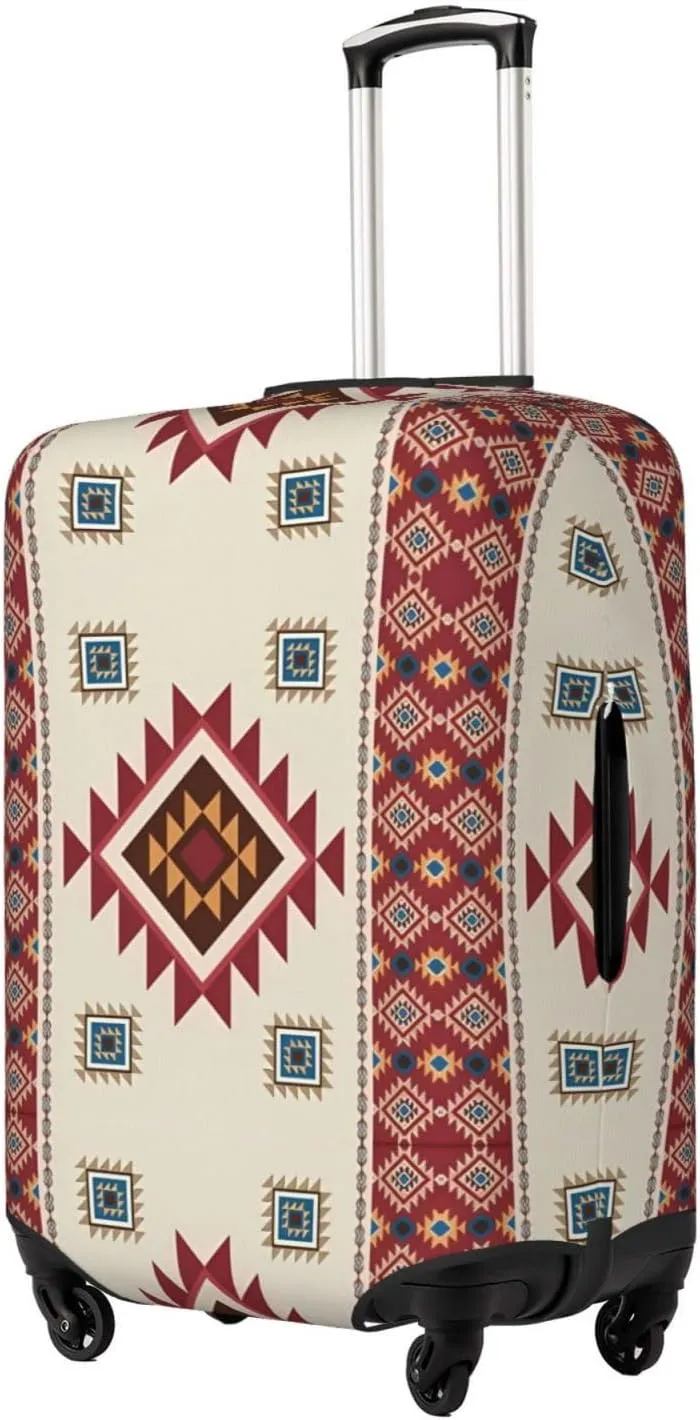 Travel Luggage Cover Elastic Wash Stretch Aztec Mexican Native Tribal Ethnic Suitcase Protector Bag,Anti-Scratch Dust-Proof With Zipper Closure Baggage Cover For Wheeled Suitcase Kid Adult