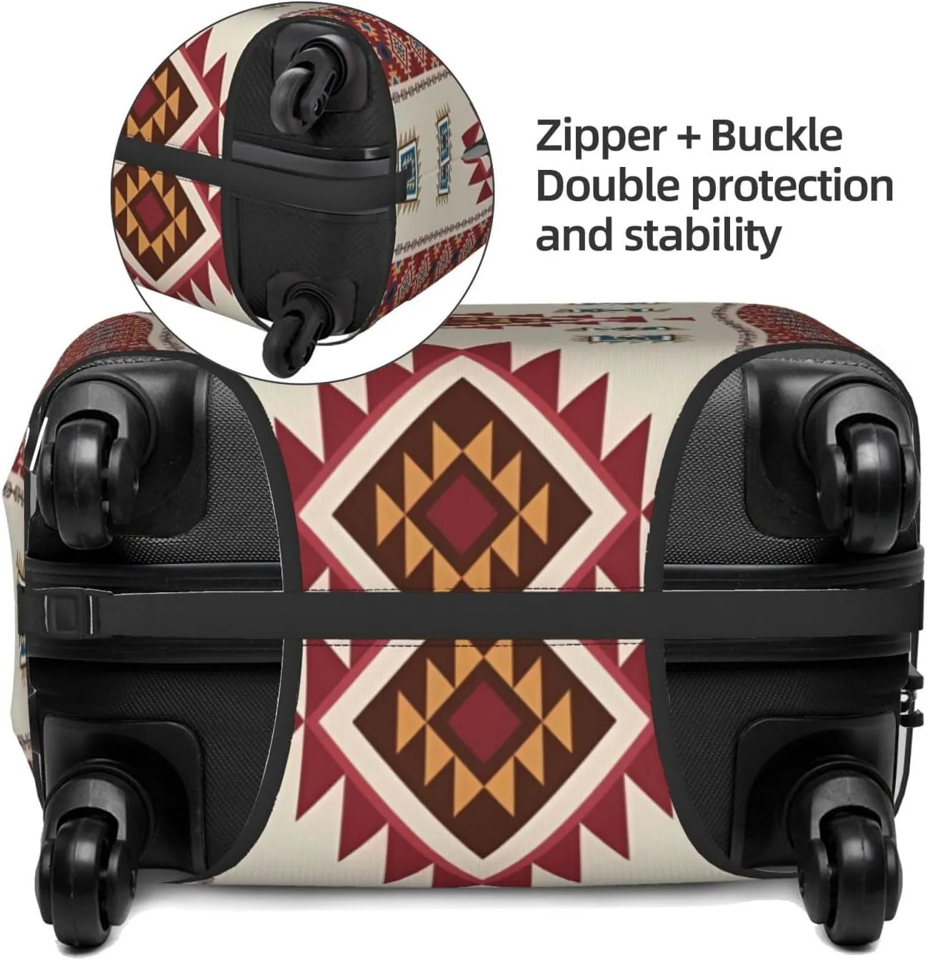 Travel Luggage Cover Elastic Wash Stretch Aztec Mexican Native Tribal Ethnic Suitcase Protector Bag,Anti-Scratch Dust-Proof With Zipper Closure Baggage Cover For Wheeled Suitcase Kid Adult