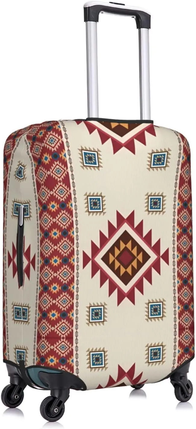Travel Luggage Cover Elastic Wash Stretch Aztec Mexican Native Tribal Ethnic Suitcase Protector Bag,Anti-Scratch Dust-Proof With Zipper Closure Baggage Cover For Wheeled Suitcase Kid Adult