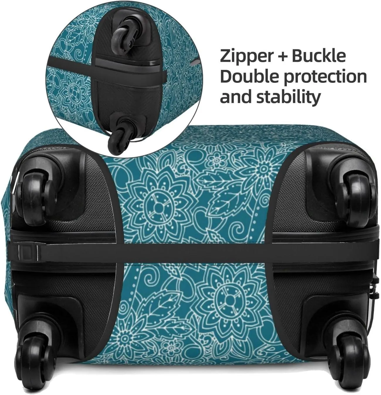 Travel Luggage Cover Suitcase Elastic Washable Abstract Dragonfly Butterfly Mandala Floral Suitcase Protector Bag,Spandex With Zipper Closure Baggage Covers,X-Large