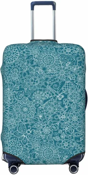 Travel Luggage Cover Suitcase Elastic Washable Abstract Dragonfly Butterfly Mandala Floral Suitcase Protector Bag,Spandex With Zipper Closure Baggage Covers,X-Large