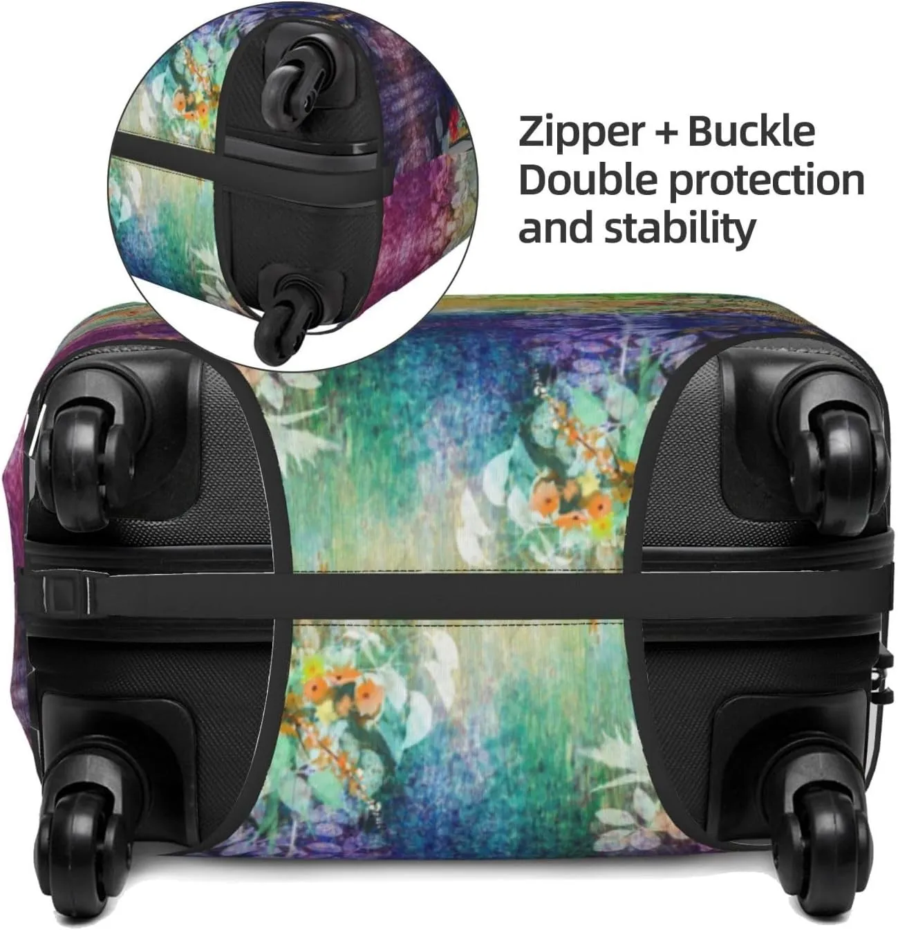 Travel Luggage Cover Suitcase Elastic Washable Abstract Spring Flower Watercolor Floral Suitcase Protector Bag,Anti-Scratch With Zipper Closure Baggage Covers,X-Large